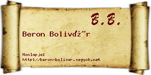 Beron Bolivár névjegykártya